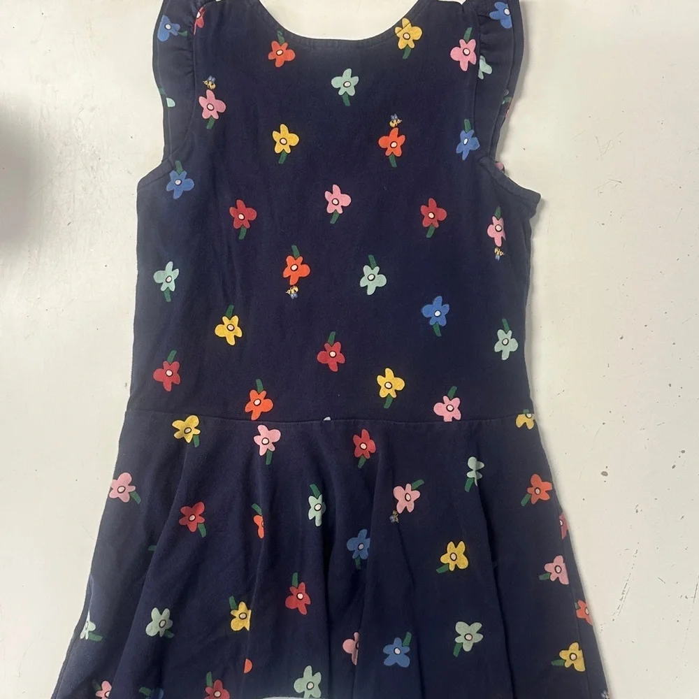 Hanna Andersson Pocket Flutter Sleeve Flower Dress Navy 6/7